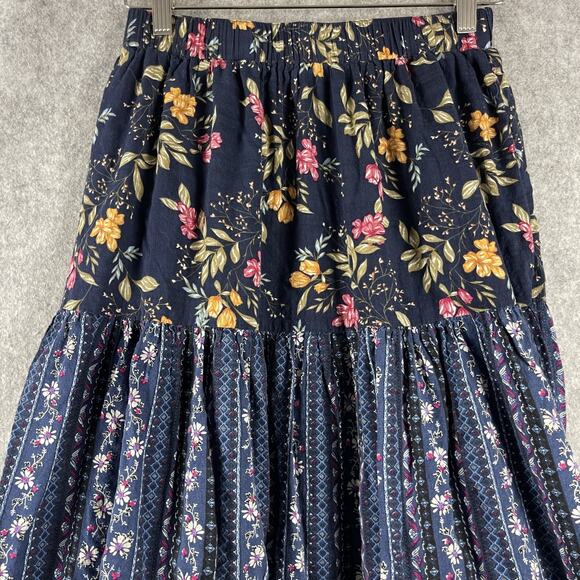 Easel Tiered Maxi Skirt Womens Large Floral Peasant Boho Cottage Gypsy Fairy - Picture 2 of 13